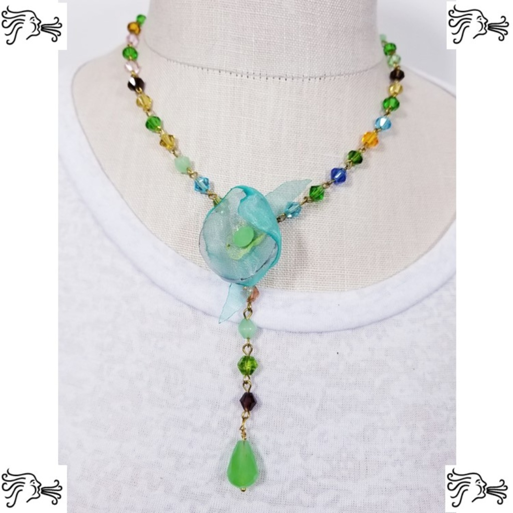 Y Necklace Multicolor Crystal Gold Chain